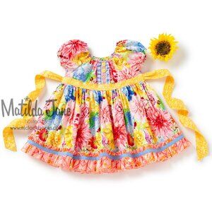 NEW Girls Matilda Jane Platinum Bumble Peasant Dress Floral Bees Cabbage Pin 2